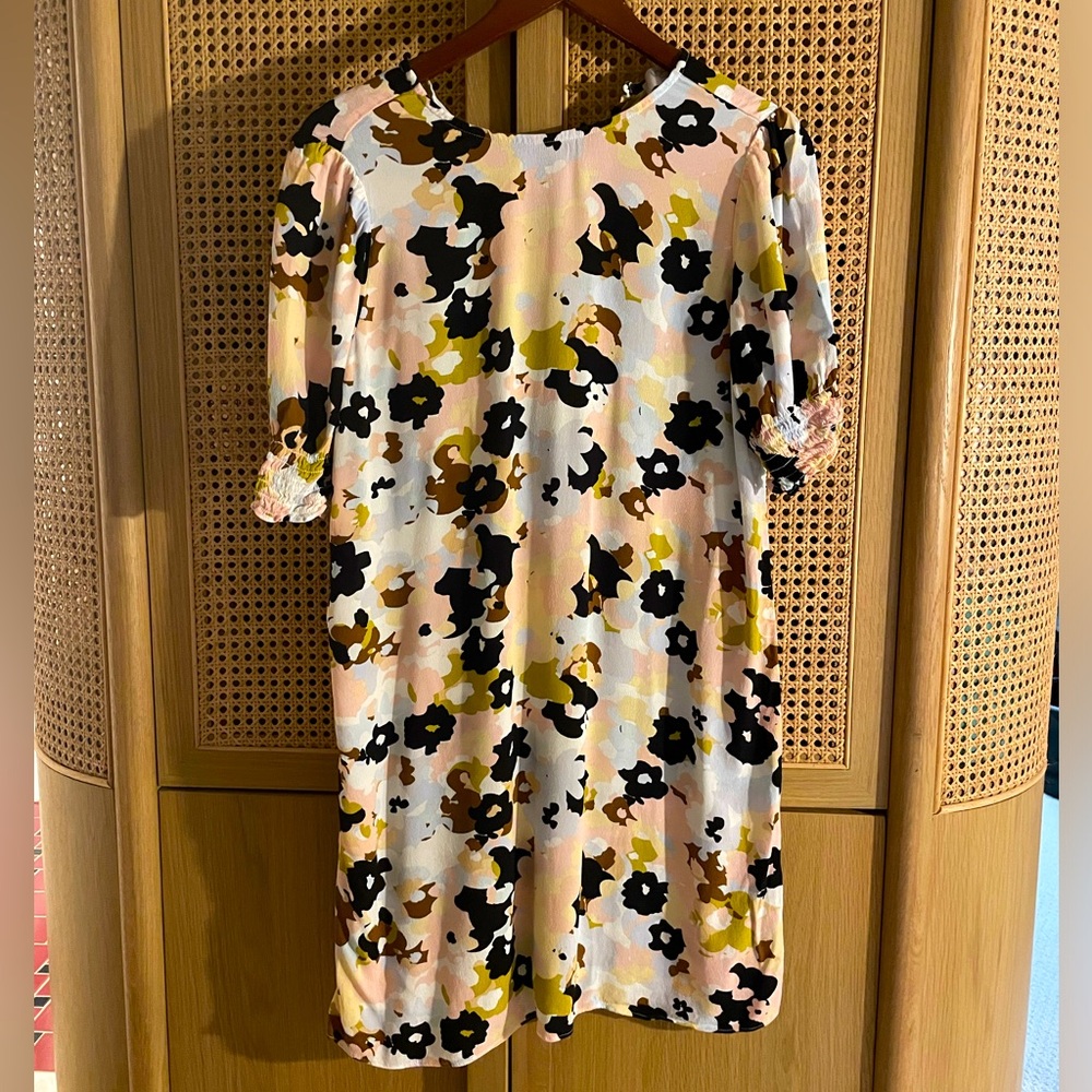 LOFT Floral Print Shift Dress in White, Black, Pink, Olive, Brown
